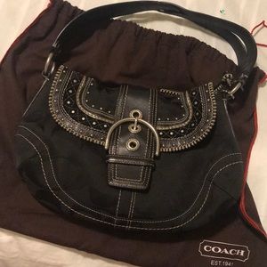 AUTHENTIC Black leather Coach purse with studs